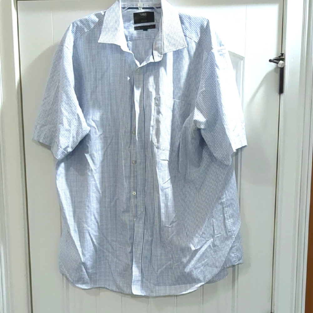 M&S Light Blue Plaid Casual Shirt Sz 18 46
